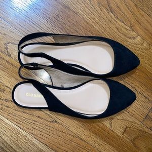 Old Navy black sling back flats, worn once!